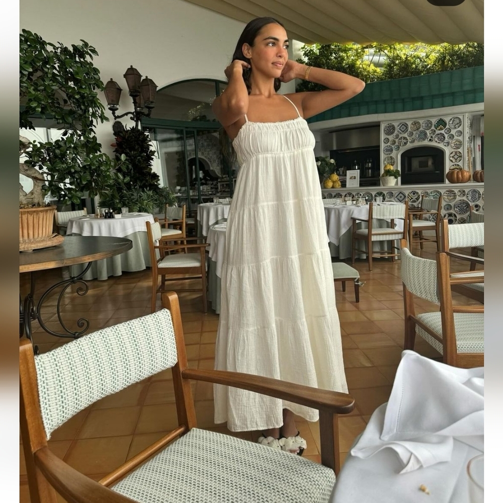 Zara Cotton Maxi Dress White NWT size XL - Picture 5 of 16